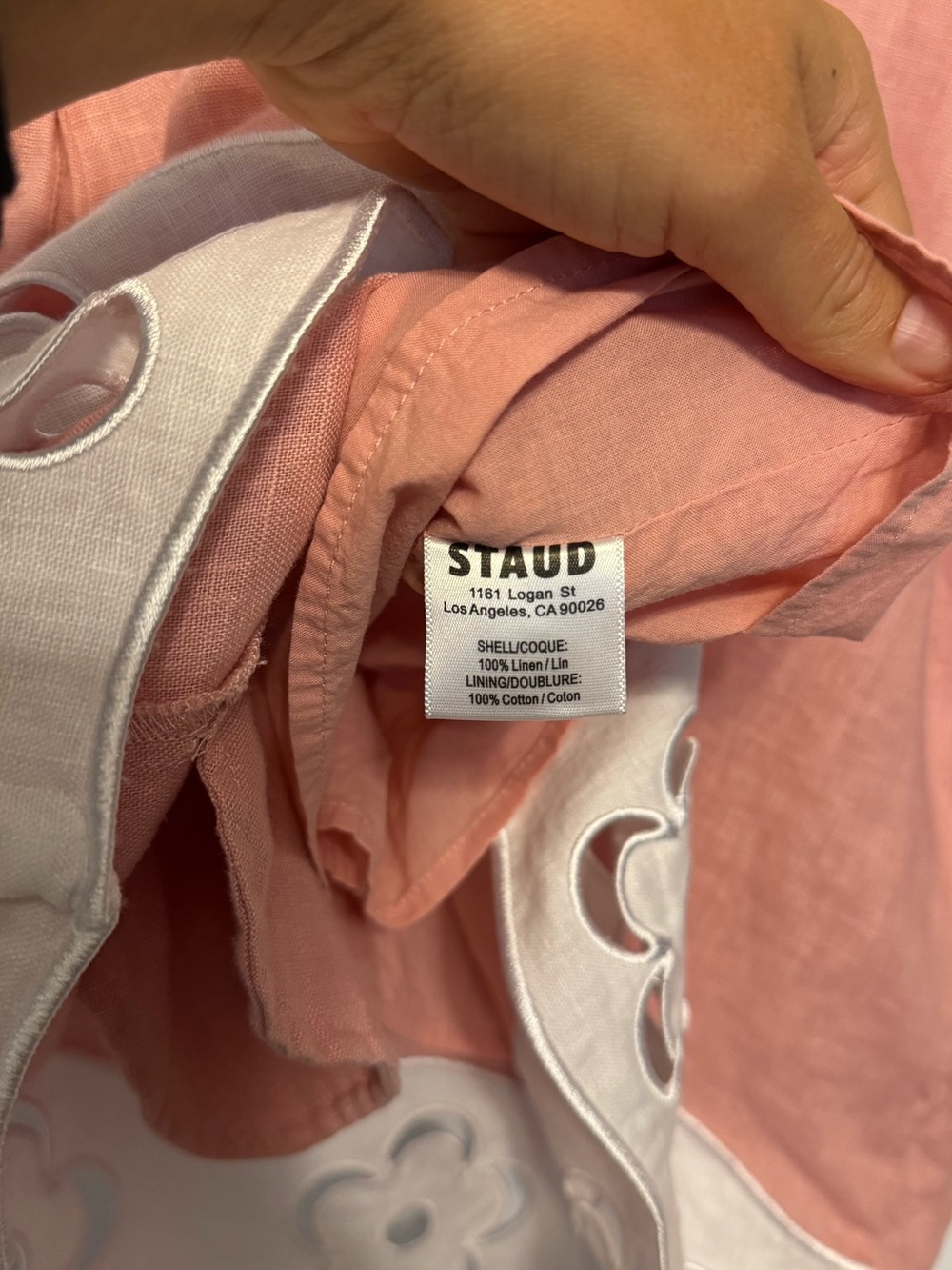 Staud Mika 100% Linen Dress - Pale Pink & White - Picture 10 of 14